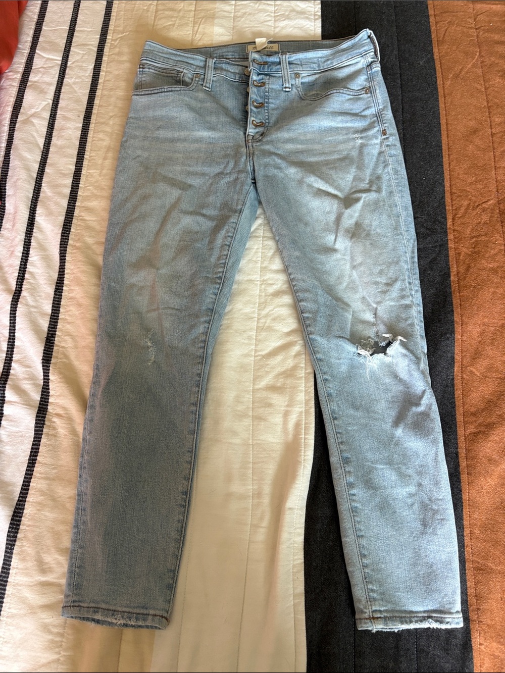 Madewell Light Blue Ripped Ankle Jeans